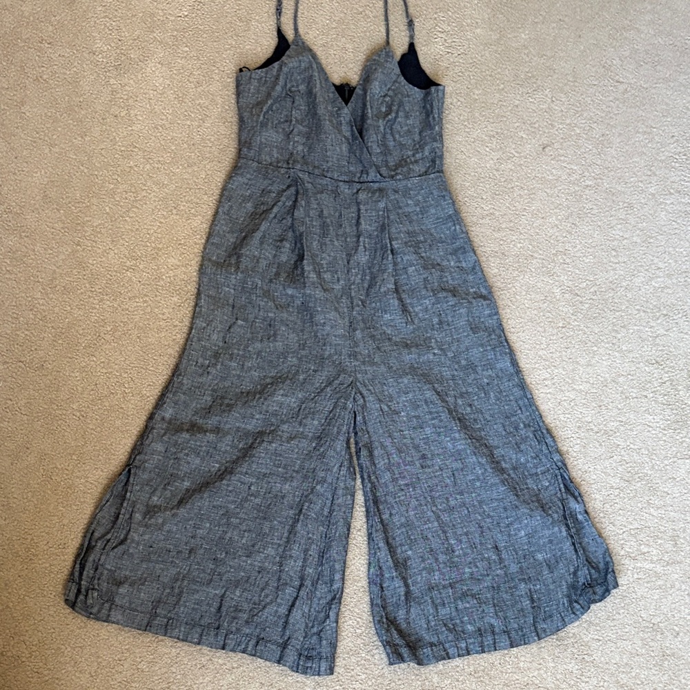 Tahari 100% Linen cropped jumpsuit 4